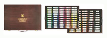 Mungyo MPHM-100W - Gallery Artists' Handmade Soft Pastels, set de 100 pastels roulés à la main de qualité artistique, dans un coffret en bois, consistance douce