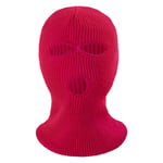 Vinter Helansikte Mask Tre-håls Balaclava Stickad Hatt Hals Damask - Rose