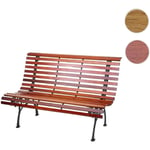 Banc de jardin HWC-F97, banc du parc, banquette en bois, fonte, 3 places, 122cm, 22kg - marron clair