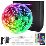 15M LED Strip Lights Bluetooth Grarry Music Sync RGB Color Changing Rope Lights Flexible with APP Controller & 40 Key IR Remote Controller, Multicolour Strip Lighting for Bedroom TV Kitchen Home Party