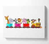 Jungle Friends Train Canvas Print Wall Art - Large 26 x 40 Inches