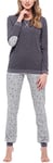 Merry Style Pyjama Ensemble Haut et Bas Vêtement d'Intérieur Femme MS10-168(Mélange Foncé Gris, XXL)