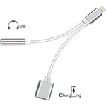 Cable Double Adaptateur charge Lightning Audio prise jack 3.5mm Argent chargeur pour iPhone 8 Plus - Marque Yuan Yuan