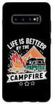 Coque pour Galaxy S10+ La vie est meilleure au coin du feu de camp, camping en plein air, amoureux de la nature