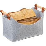 Sac en feutre, panier rangement, pliable, boîte avec anse, HlP 27x40x22 cm, gris clair. - Relaxdays