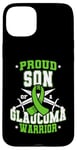 Coque pour iPhone 15 Plus Ruban vert « Proud Son Of A Glaucome Warrior »