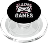 V est pour les jeux vidéo, la Saint-Valentin, Funny Gamer, pour hommes et garçons PopSockets PopGrip pour MagSafe