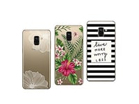 NOVAGO Compatible avec e Samsung A8 Plus 2018 Pack 3 Coques Souples Transparentes et Résistantes Anti Choc avec Impression de qualité (Pack 4)