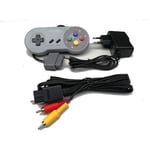 Link-e : Manette de Jeu, Chargeur Secteur et Cable AV RCA Compatible avec la Console Super Nintendo SNES