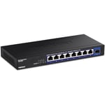 TRENDnet TEG-S5091 Switch 2,5G Non géré à 9 Ports avec Port SFP+ 10G, 8 Ports 2,5GBASE-T, capacité de Commutation de 60 Gbit/s, sans Ventilateur, montable au Mur, Noir