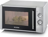 SEVERIN Four à micro-ondes 28 L, - 900 W pour décongeler, chauffer et réchauffer, - avec 5 niveaux de puissance, Minuteur 35 min, Plateau tournant (Ø 31,5 cm), Argent, MW 7772