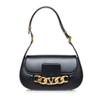 Valentino Womens Vintage Vlogo Chain Shoulder Bag Black Calf Leather - One Size