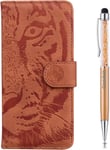 Coque Pour Iphone 6s / Iphone 6 (4,7 Pouces), [Gaufrage De Tigre] Bookstyle Flip Cover Tui De Protection Housse En Pu Cuir Avec Tpu Silicone Souple Antichoc Phone Case (Marron)