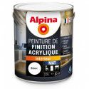 Peinture Laque de finition acrylique tous travaux intérieurs Blanc mat 2.5L ALPINA