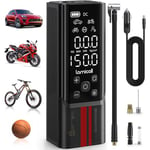 Lamicall Gonfleur Pneu Voiture, 150 PSI Compresseur à Air Portatif – [7500 mAh Batterie & 12V DC] avec Écran LCD & Lumière LED, Bloc d'Alimentation, Gonfleur avec 3 Buses pour Voiture/Vélo/Moto/Ballon