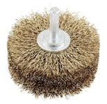 kwb Brosse à structure bois, revêtue de laiton, fine, ondulée, fil d'acier HSS, Ø 80 mm pour le métal et le bois, brosse métallique pour perceuse, y compris tige hexagonale E6.3