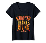 Womens fall thanksgiving Happy thanksgiving for family thanksgiving V-Neck T-Shirt