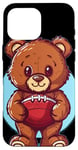 Coque pour iPhone 16 Pro Max Joli costume d'ours en peluche de football