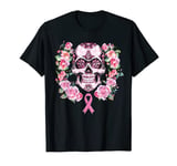 Breast Cancer Shirt Women Men Pink Ribbon Sugar Skull T-Shirt