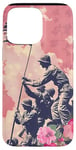 Coque pour iPhone 15 Pro Max Rose Pop Art Floral Iwo Jima Drapeau Américain Levage