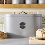 Kitchen Storage Bread Bin With Nameplate Grey / Silver by Cooks Professional