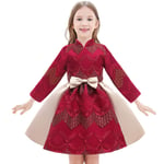 erthome Toddler Kids Girls Dresses New Years Cheongsam Princess Party Full Dress Lunar Calendar Chinese Cheongsam Winter Warm Coat Vest Retro Tang Suit Chinese Style Princess Dresses Party Dress