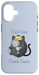 iPhone 16 Cool Cats Crack Cases - Cat Detective - Fun Cat Cozy Mystery Case