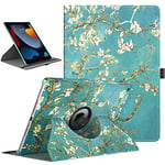 TiMOVO Case for New iPad 9th Generation 2021/8th Gen 2020/7th Gen 2019, 360 Degree Rotating Stand Protective Cover, Smart Swivel Case with Auto Sleep/Wake Fit iPad 10.2-inch - Almond Blossom