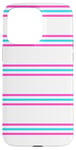 Coque pour iPhone 15 Pro Max Blanc Rose Bleu rayé Girly Esthétique Preppy Stripe