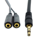 Audio 3.5mm (han) til 2x 3.5mm (hun) splitter adapter kabel - Sort