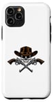 Coque pour iPhone 11 Pro Chapeau de cowboy pistolets crâne pirate croix os