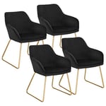 WOLTU Chaise de Salle à Manger Lot de 4, Moderne Chaise de Cuisine, Fauteuil scandinave, Chaise Coiffeuse, pour Salle de Séjour, Chambre à Coucher, Cuisine, en Velours et métal Noir BH246sz-4