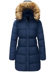 WenVen Manteau d'hiver Long pour Femme Veste matelassée épaisse Veste matelassée Chaude Parka d'hiver avec Capuche en Fausse Fourrure