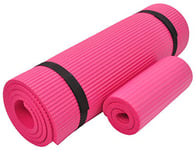 BalanceFrom Everyday Essentials Tapis de yoga très épais haute densité anti-déchirure avec genouillères et sangle de transport Rose 1,27 cm