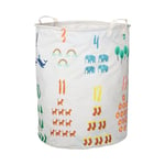 BY BABOO Panier de rangement pour enfants avec chiffres et objets dentaires - Panier à jouets pliable étanche pour rangement de jouets, panier à linge en coton pour chambre d'enfant, grand panier à