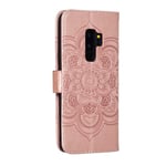 Flip Case for Samsung Galaxy S9+/G965, Genuine Leather Case Business Wallet Case with Card Slots, Magnetic Flip Notebook Phone Cover with Kickstand for Samsung Galaxy S9+/G965 (Rose Gold)