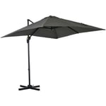 Outsunny - Parasol déporté carré inclinable manivelle avec pied en acier dim. 2,45L x 2,45l x 2,45H m métal alu. polyester haute densité gris