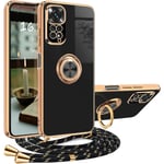 Coque pour Redmi Note 11 4G avce Cordon Antichoc Housse Redmi Note 11S avce Anneau, Coque Redmi Note 11 4G avec Collier Silicone Lanyard Case Réglable Téléphone Cover Redmi Note 11S avce Support