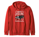 Grand Piano Ugly Christmas, Pianist Musician Carol Singer Zip Hoodie