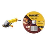 DEWALT DWE4233-QS Meuleuse Ø 125 mm - 1400W - Interrupteur palette filaire & Coffret de 10 Disques Pour Meuleuse - Dimensions 125 mm x 1 mm - Matériau de Disque Robuste