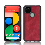 Google Pixel 5 - Hybrid cover i læder design - Rød