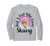 Skiing Girl Boho Rainbow Winter Sports Ski Lover Girls Long Sleeve T-Shirt