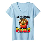 Womens After the transfer, we are eating fries IVF V-Neck T-Shirt