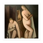 Kremlicka Three Women In Bath Painting Square Framed Wall Art Print Picture 16X16 Inch