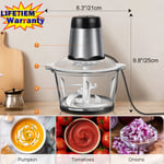 2L Food Processor Meat Spices Grinder Multi Blender Garlic Masher Choper Glass