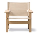 Fredericia Furniture - The Canvas Chair, Light Oiled oak, Natural canvas - Fåtöljer - Børge Mogensen - Beige - Naturmaterial/Trä