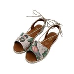 DOGO Femme Cuir Vegan Beige Sandales à Lacets - Wings to Fly Motif