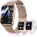 Montre Connectée Femme, 1.83"" Smartwatch Avec Appel Bluetooth, 113+ Sportifs, Podometre, Cycle Menstruel, Moniteur Sommeil, Montre Femme Connectée, Bracelet Connectée Pour Android Ios (Or Rose)