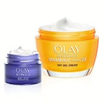 Olay Vitamin C & AHA24 Moisturiser, Face Cream with Vitamin C & AHA & Niacinamide, 50ml, Includes Olay Retinol Travel Size Night Cream, 15ml, Skin Care Sets & Kits Gifts for Women