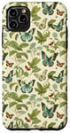 iPhone 11 Pro Max Pastel Green and Blue Butterflies with Foliage Case